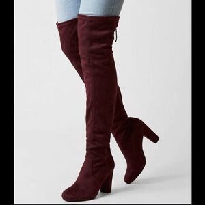New Soda Women's 9 Vino Snivy Over the Knee Faux Suede Block‎ High Heal Boots